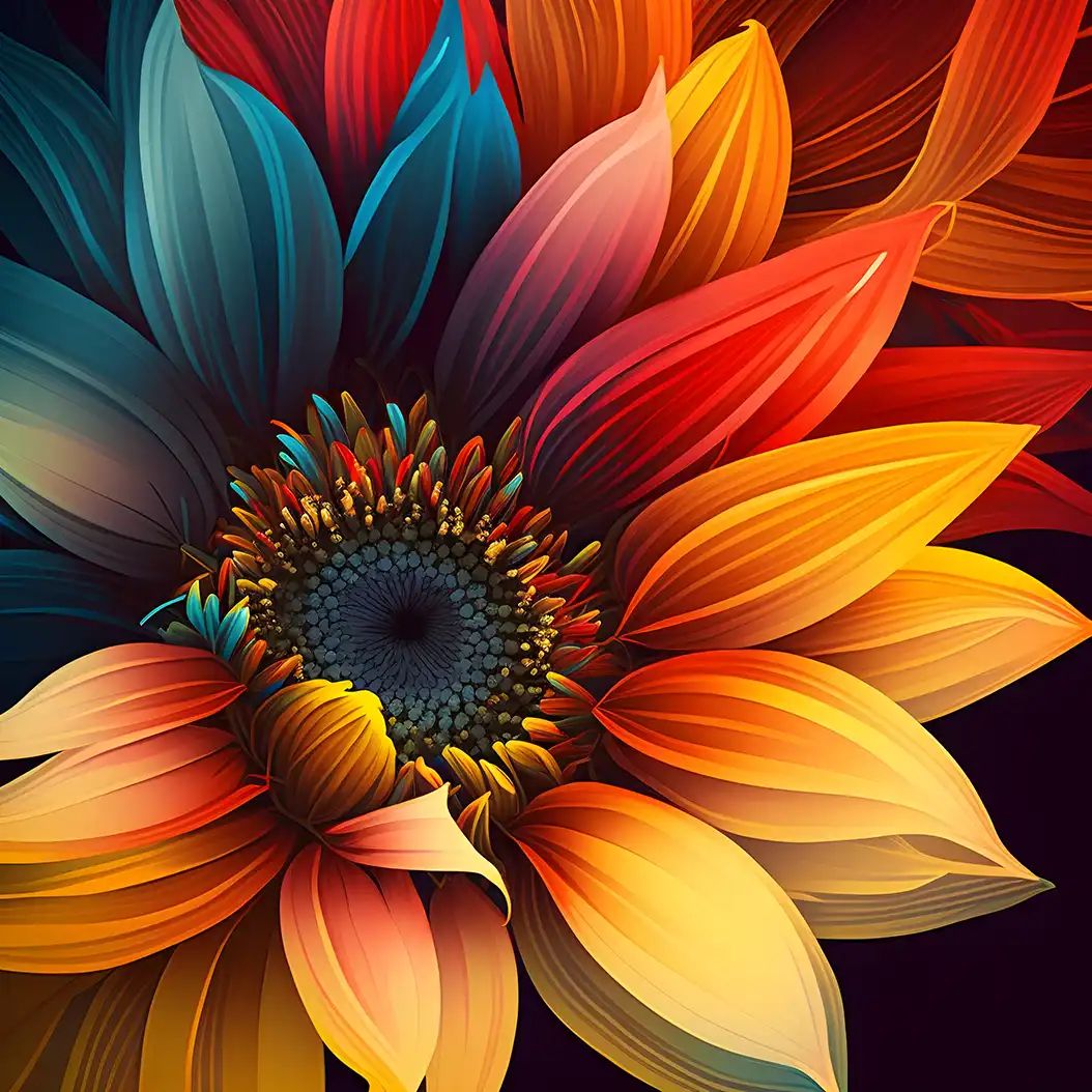 Elegant Maximilian sunflower rendered with vivid warm petals and dramatic lighting.